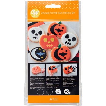 LOT DE 4 MOULES À BISCUITS ET POCHOIRS HALLOWEEN - WILTON