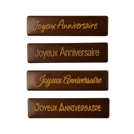 Plaquettes en chocolat noir Joyeux Anniversaire X3