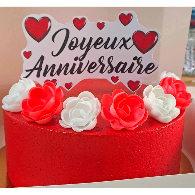 Topper joyeux Anniversaire "Love"