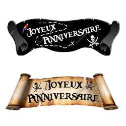 Plaquette azyme pirate joyeux anniversaire pour gâteau et cupcakes