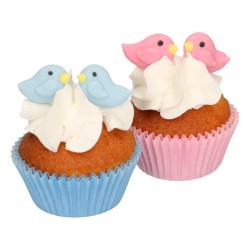 FUNCAKES DÉCORS EN SUCRE OISEAUX AMOUREUX SET/16