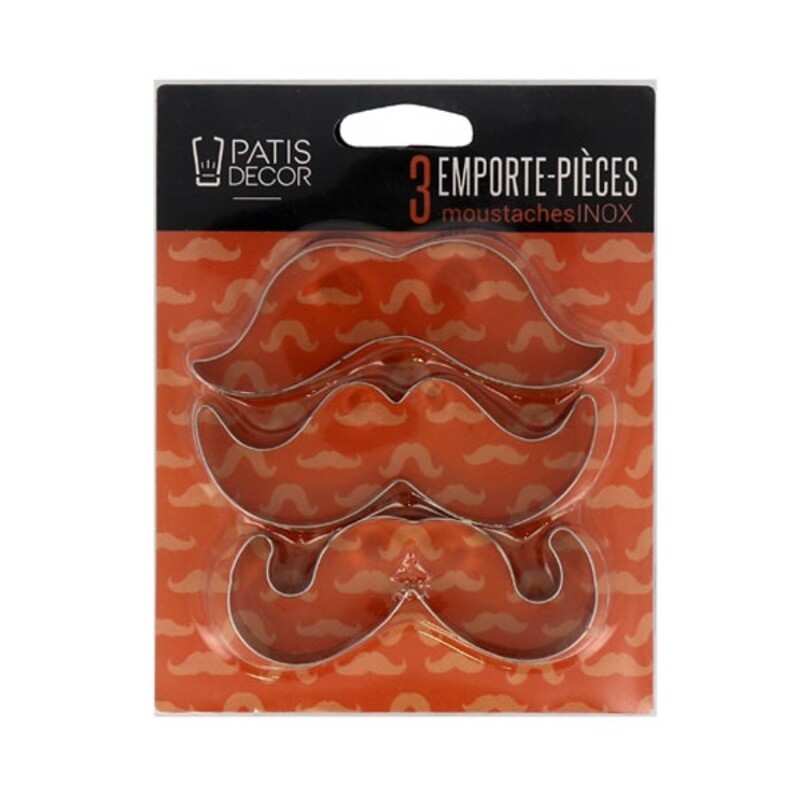 Lot de 3 emporte-pièces moustaches Inox